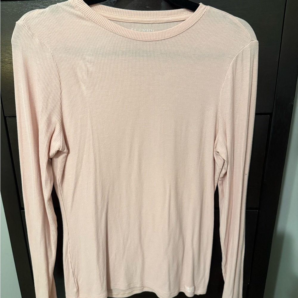 Jaanuu Light Pink Ribbed Long Sleeve Top